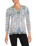 Lucky Brand Patterned Peasant Top