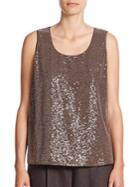 Lafayette 148 New York Cleo Sequined-front Silk Georgette Tank