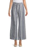 Jones New York Striped Wide-leg Linen Pants