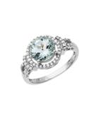 Lord & Taylor Aqua And Diamond Ring In White Gold