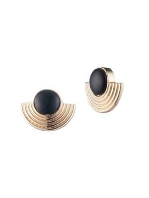 Trina By Trina Turk Retro Metals Goldtone Ribbed Clip-on Earrings
