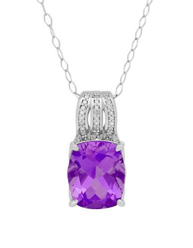 Lord & Taylor Amethyst, Diamond And Sterling Silver Cushion Pendant Necklace
