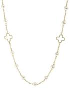 Effy 6mm White Pearl And 14k Yellow Gold Necklace