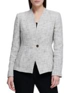 Donna Karan Asymmetrical Button Tweed Blazer