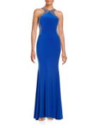 Betsy & Adam Embellished Mesh-accented Gown