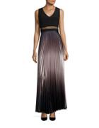 Betsy & Adam Pleated Ombre Gown