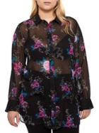 Addition Elle Love And Legend Plus Sheer Floral Tunic Blouse