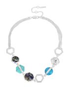 Kenneth Cole New York Hexed Mixed Geometric Semi-precious Stone Frontal Necklace