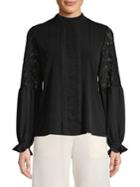 Karl Lagerfeld Paris Lace Puff Sleeve Blouse