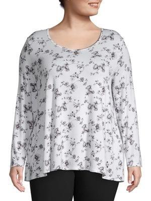 Lady Sarah Plus Long-sleeve Floral Top