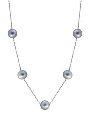 Effy 925 Sterling Silver & 11mm Gray Pearl Station Necklace