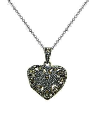 Designs Sterling Silver & Marcasite Heart Pendant Necklace
