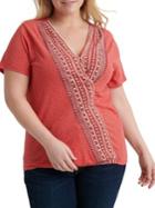 Lucky Brand Plus Plus Multi-print Wrap Top