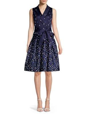 Anne Klein Collared Pattern Wrap Dress