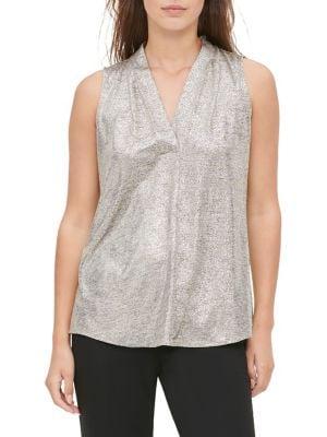 Calvin Klein Sleeveless Heathered V-neck Top