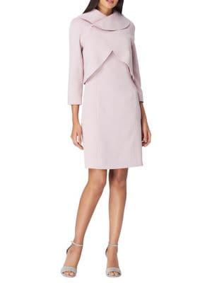 Tahari Arthur S. Levine Petite Collared Crossover Bodice Dress