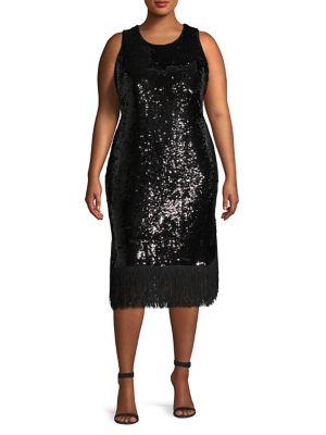 Rachel Rachel Roy Plus Lea Sequin Fringe Sheath Dress