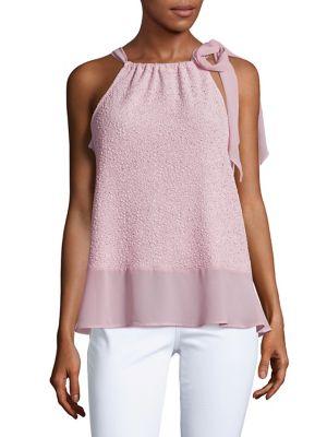 Ellen Tracy Texture Trimmed Halter Top
