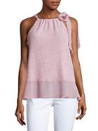 Ellen Tracy Texture Trimmed Halter Top