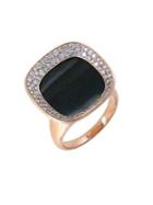 Roberto Coin Caranby Street 0.65 Tcw Diamond, Black Jade & 18k Rose Gold Ring