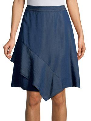 H Halston Asymmetrical Flounce Above-the-knee Skirt
