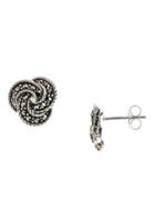 Lord & Taylor Sterling Silver And Marcasite Knot Stud Earrings