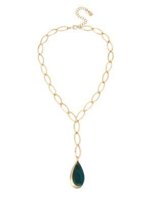 Robert Lee Morris Collection Raising Arizona Green Patina Oval Link Lariat Necklace