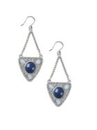 Lucky Brand Milagro Indigo Ranch Chain Statement Blue Lace Agate Drop Earrings