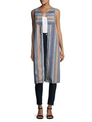 Bcbgeneration Mixed-media Variegated Striped Long Vest
