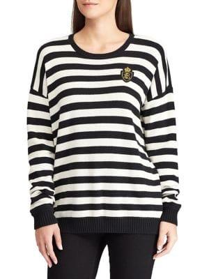 Lauren Ralph Lauren Crest-patch Striped Top