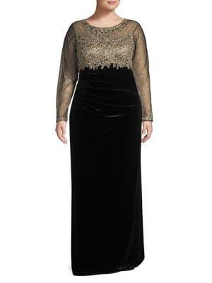 Xscape Plus Embellished Ruched Gown