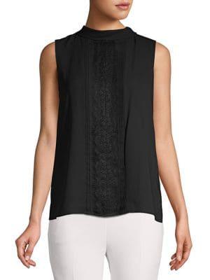 Karl Lagerfeld Paris Sleeveless Pleated Top