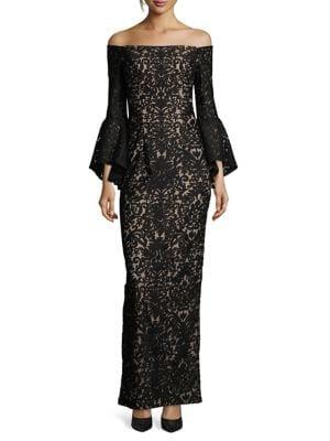 Xscape Off-the-shoulder Long Sheath Dress