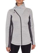 Betsey Johnson Fleece Asymetrical Zip Activewear Jacket