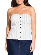 City Chic Plus Sweet Striped Cotton Cropped Corset