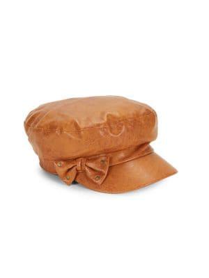 Collection 18 Faux Leather Newsboy Cap