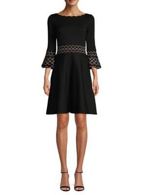 Gabby Skye Scalloped Fit-and-flare Dress