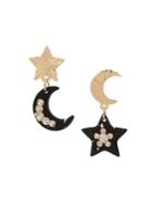 Bcbgeneration Goldtone & Crystal Moon & Star Double Drop Mismatched Earrings