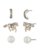 Lauren Ralph Lauren Set Of Three Faux Pearl And Horse Stud Earrings