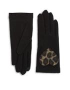 Portolano Leopard-print Heart Tech Gloves