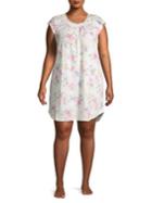 Miss Elaine Plus Lace-trim Short Floral Gown