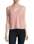 Design Lab Lord & Taylor Faux Suede Cutout Top