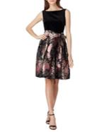 Tahari Arthur S. Levine Floral Contrast Self-tie Dress