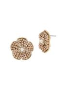 Miriam Haskell Pave Floral Button Earrings