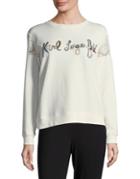 Karl Lagerfeld Paris Sequin Floral Sleeve Sweater
