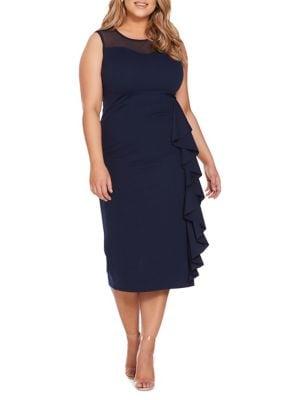 Quiz Curve Plus Side Frill Midi Dress