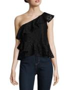 Highline Collective Ruffled One-shoulder Lace Top