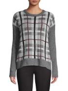 Vince Camuto Plaid-print Textured Sweater
