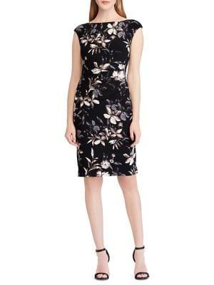 Lauren Ralph Lauren Floral Cap-sleeve Jersey Dress