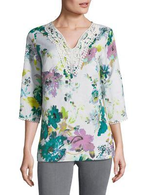 Context V-neck Crochet-trim Floral Top